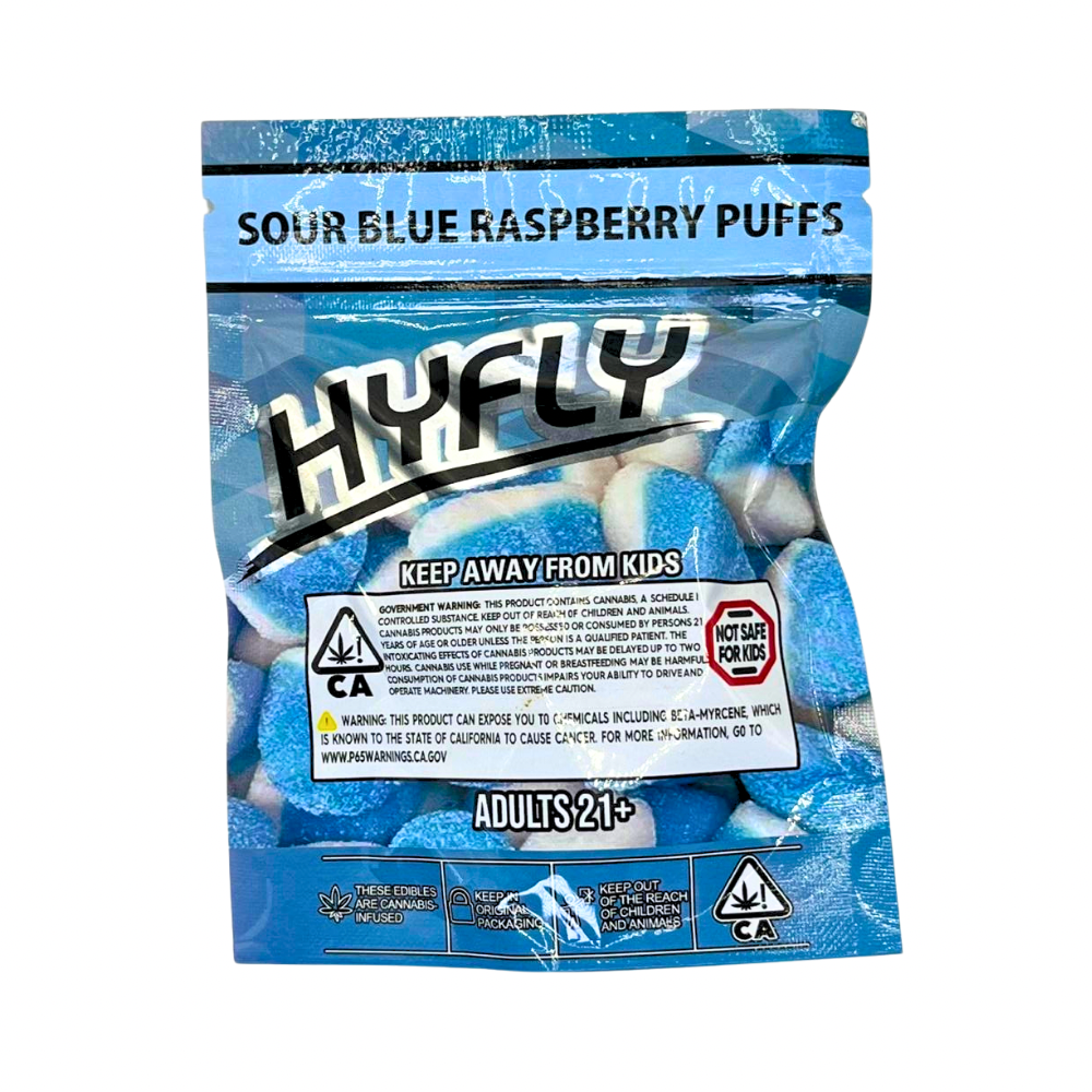 Hyfly Sour Blue Raspberry Puffs - 600mg - Weedz DC