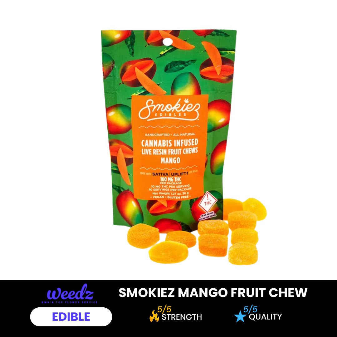 Smokiez Mango Sativa 100mg Live Resin Fruit Chew - Weedz DC - Virginia and DC Delivery